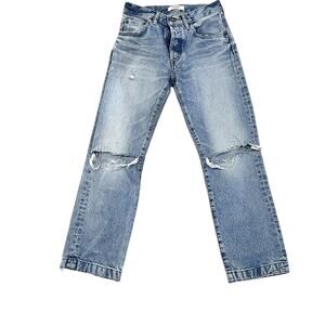 MOUSSY Vintage Jeans Womens 25 Blue Distressed Straight Leg Ankle Length Denim
